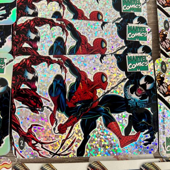 Vintage 1995 CEL Spiderman Vending Machine Holo PRISM Stickers Set of 76 EUC - Picture 8 of 11